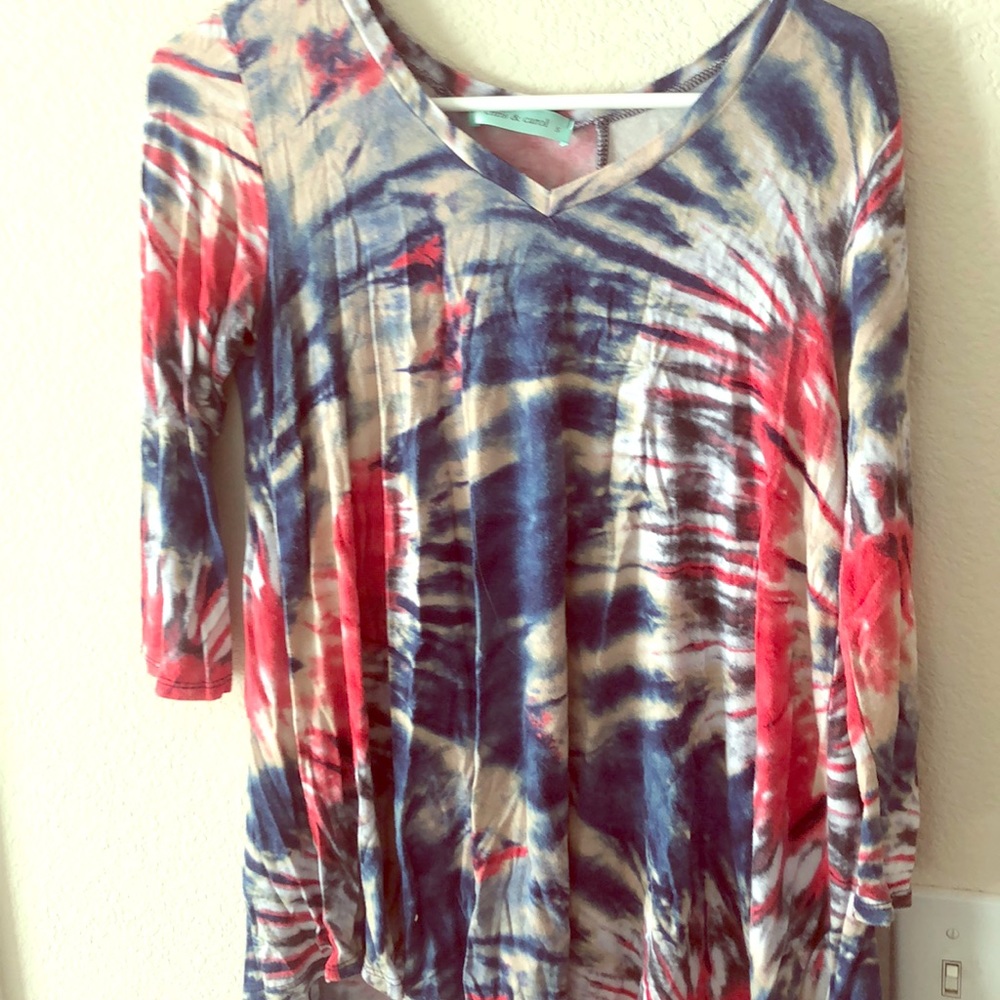 Red white and blue Tye Dye Quarter sleeve
